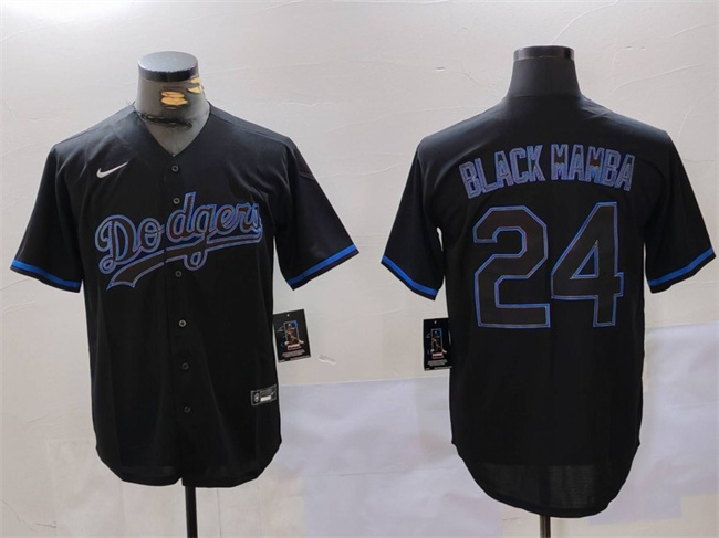 Los Angeles Dodgers #24 'Black Mamba' Black Cool Base Stitched Jersey